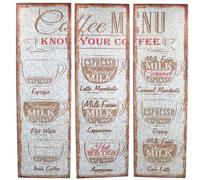AB Tools Hanging Set Of 3 Coffee Metal Sign Plaque Home Prepunched Holes 72X80Cm