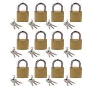 AB Tools Heavy Duty 38mm Iron Brass Coated Padlock Security Lock Secure 3 Keys 12Pk