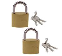 AB Tools Heavy Duty 38mm Iron Brass Coated Padlock Security Lock Secure 3 Keys 2Pk