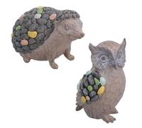 AB Tools Hedgehog & Owl Resin Sculpture Statue House Home Ornament Figurine Animal