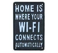 AB Tools Home Is Where Your Wifi Connects Sign Cast Iron Plaque Wall House Door Garden