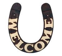 AB Tools Horse Shoe Welcome Cast Iron Sign Plaque Wall Gate House Stable Farm Yard