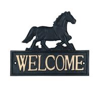 AB Tools Horse Welcome Cast Iron Sign Plaque Wall Fence Gate House Stable Farm Yard