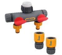 AB Tools Hozelock 2 Way Tap Multi Hose Pipe Connector Watering Garden Yard & Fittings