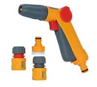 AB Tools Hozelock Jet Spray Nozzle Garden Hose Pipe Yard Water Gun & 3 Fittings