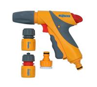 AB Tools Hozelock Jet Spray Plus Nozzle Garden Hose Pipe Water Gun & 3 Fittings Yard