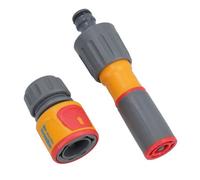 AB Tools Hozelock Twist 3In1 Spray Nozzle Garden Yard Hose Pipe Water Gun & Aqua Stop