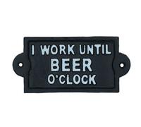 AB Tools I Work Until Be Er O'clock Sign Plaque Cast Iron Garden House Home Wall Door