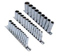 AB Tools Imperial Sae / Af Deep 6 Point Socket Set 1/4" 3/8" & 1/2" Drive 5/32" - 1" 33Pc