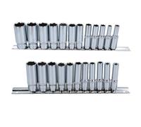AB Tools Imperial Sae / Af Double Deep Sockets 1/4" And 3/8" Drive 5/32" - 7/8" 23Pc Set