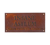 AB Tools Insane Asylum Enter With Caution Sign Plaque Cast Iron Door Mental Hospital