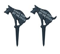 AB Tools Keep Dog Off The Grass Warning Sign Plaque Stake Cast Iron Garden Lawn 2Pk