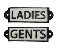 AB Tools Ladies & Gents Toilet Cast Iron Sign Plaque Door Wall Cafe Shop Pub Hotel Bar