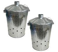 AB Tools Large Galvanised Incinerator Bin + Lid Garden Rubbish Leaf Waste Burner 2Pc