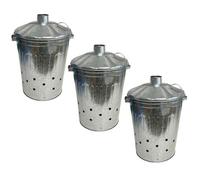 AB Tools Large Galvanised Incinerator Bin + Lid Garden Rubbish Leaf Waste Burner 3Pc