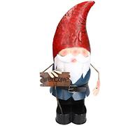 AB Tools Large Gnome Welcome Sign Garden Sculpture Ornament Statue Metal Decoration