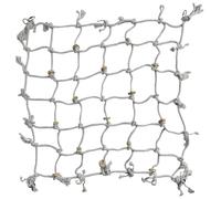 AB Tools Large White Cargo Net With Wooden Blocks Bird Cage Accessory Climbing Toy