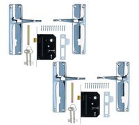 AB Tools Lever Lock Set Lockable Door Handle Handles With 2 Keys + Chrome Finish 2Pk
