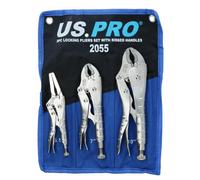 AB Tools Locking Pliers Grip Wrench Plier Mole Grips With Ribbed Handles 3Pc Set