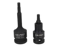 AB Tools M5 5mm Short (53mm) + Long (78mm) Impacted Hex Allen Key Sockets 1/2" Drive