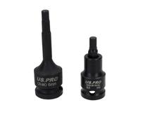 AB Tools M6 6mm Short (53mm) + Long (78mm) Impacted Hex Allen Key Sockets 1/2" Drive