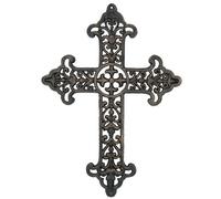 AB Tools Metal Cross Sign Plaque Cast Iron Door Wall House Shed Church Victorian Gothic