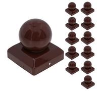 AB Tools Metal Fence Post Cap Round / Ball 100mm X 100mm Protector Cover Brown 12Pc