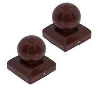 AB Tools Metal Fence Post Cap Round / Ball 100mm X 100mm Protector Cover Brown 2Pc