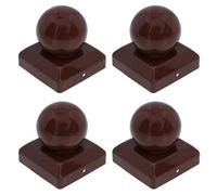 AB Tools Metal Fence Post Cap Round / Ball 100mm X 100mm Protector Cover Brown 4Pc