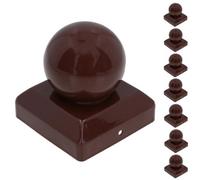AB Tools Metal Fence Post Cap Round / Ball 100mm X 100mm Protector Cover Brown 8Pc
