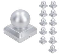AB Tools Metal Fence Post Cap Round / Ball 100mm X 100mm Protector Cover Silver 12Pc