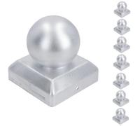 AB Tools Metal Fence Post Cap Round / Ball 100mm X 100mm Protector Cover Silver 8Pc
