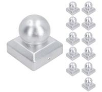 AB Tools Metal Fence Post Cap Round / Ball 75mm X 75mm Protector Cover Silver 12Pc