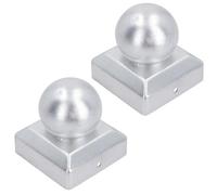 AB Tools Metal Fence Post Cap Round / Ball 75mm X 75mm Protector Cover Silver 2Pc