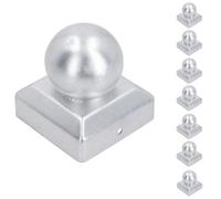 AB Tools Metal Fence Post Cap Round / Ball 75mm X 75mm Protector Cover Silver 8Pc