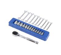 AB Tools Metric 1/4In Drive Sockets 4 - 14mm + 10Pc Spanners 4 - 11mm + 1/4In Ratchet
