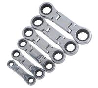 AB Tools Metric Double Flexi Headed Stubby Spanner Wrench Set 8 - 19mm 6Pc 72 Teeth