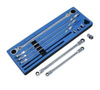 AB Tools Metric Extra Long Double End Flexi Head Ratchet Spanner Set 8mm-19mm 10Pc At663