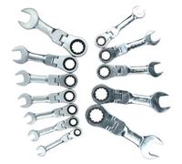 AB Tools Metric + Imperial Stubby Flexible Flexi Combination Ratchet Spanner Set 12Pc