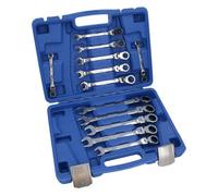 AB Tools Metric mm Flexible Combination Ratchet Spanner Wrench Set 8mm - 19mm 12Pc