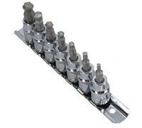 AB Tools Metric Shallow Ball Ended Allen Hex Key Sockets 3/8In. Drive 3 - 10mm 7Pc