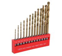 AB Tools Metric Titanium Drill Bit Set With 1/4" Hex Shank 1.5 - 6.5mm 13Pc