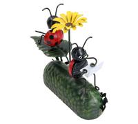AB Tools Miniature Life Metal Ladybird With Flower Umbrella Garden Ornament 7X16X20Cm