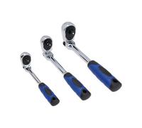 AB Tools Mixed Drive 1/4" 3/8" & 1/2" Drive Flexi Headed Ratchet Set 72 Teeth 3Pc Kit