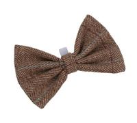 AB Tools One Size Stylish Brown Tweed Dog Bow Tie For Fashionable Dogs With Collar Loop