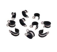 AB Tools Pack Of 10 Stainless Steel Rubber Lined P Clips 14.3mm 9/16" Pipe Wire Cable