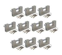 AB Tools Padlock Steel Security Shutter Lock Container Door 100mm Rotating Shackle X 10