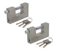AB Tools Padlock Steel Security Shutter Lock Container Door 100mm Rotating Shackle X 2