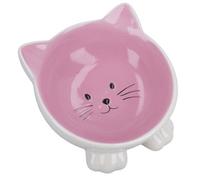 AB Tools Pink & White Orb Cat Face Bowl Food Water Platter Dish Kitten Cat 6.5" /16.5Cm