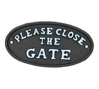 AB Tools Please Close The Gate Black Cast Iron Sign Plaque Door Wall House Gate Garden